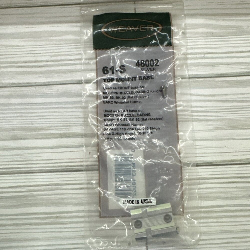 Weaver 61-S Top Mount Base 48002 Silver Fits SAKO Whitetail hunter Modern Muzzl